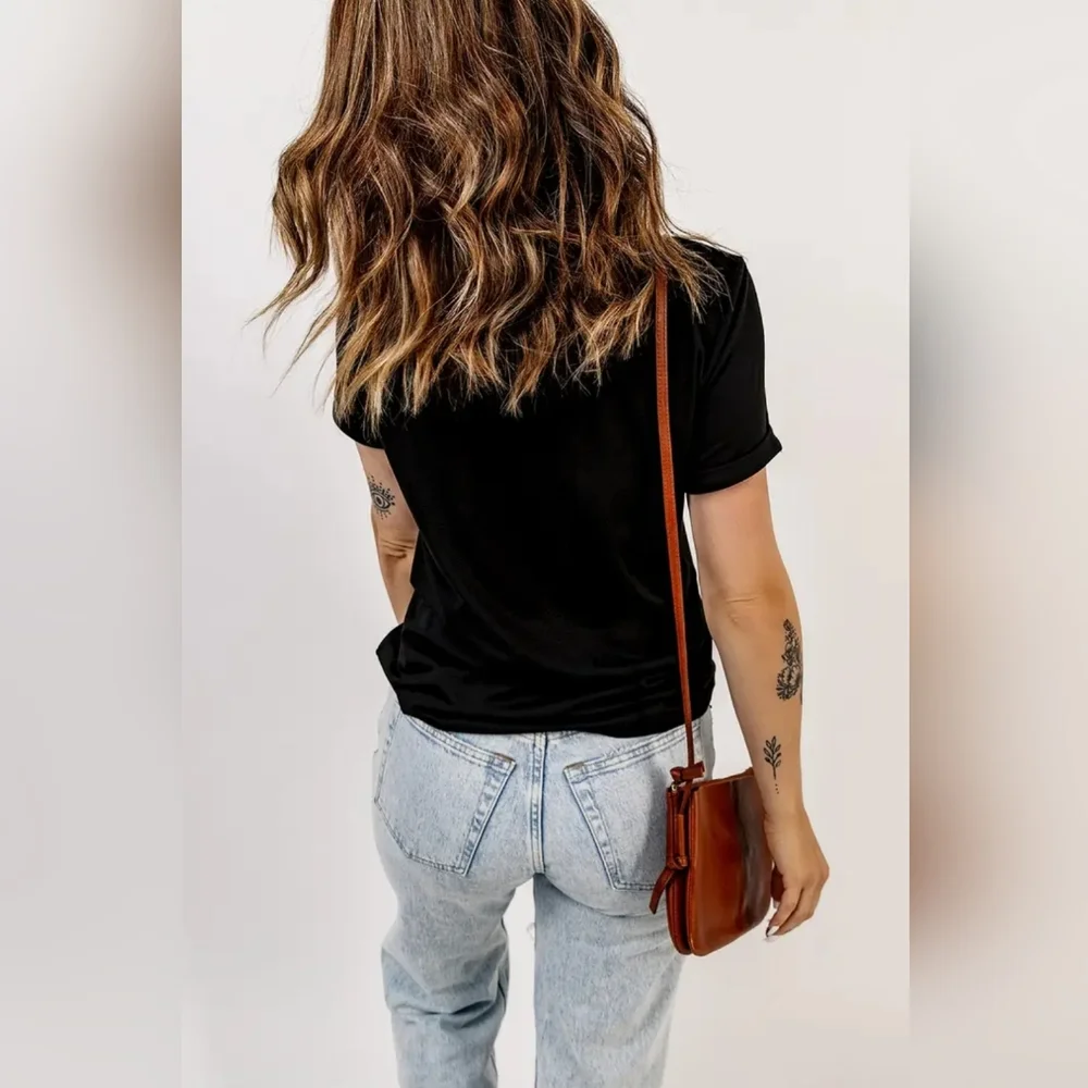 Love Heart Valentine Glitter Print Graphic T Shirt - Picture 3 of 3